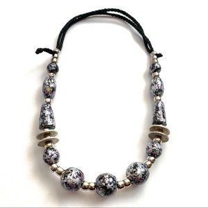 Adjustable cord bead and coin necklace